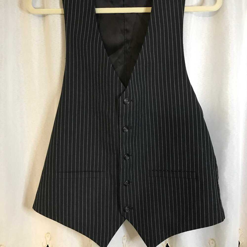 Classic Men's Black Pinstripe Custom made Vest Sz L